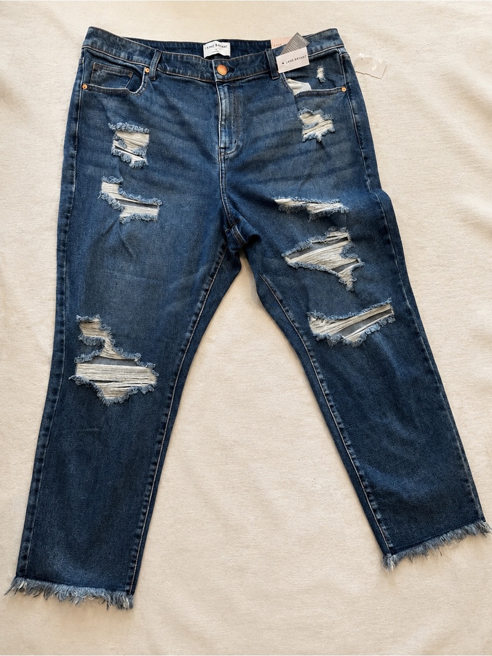 Lane Bryant Plus Size Distressed High-Rise Blue Jeans
